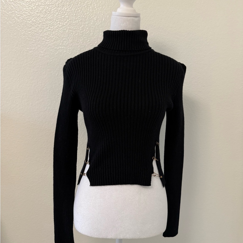 Fashion Nova Black Ribbed Turtleneck Sweater